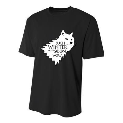 Funny Doge Such Winter Much Soon Youth Performance Sprint T-Shirt