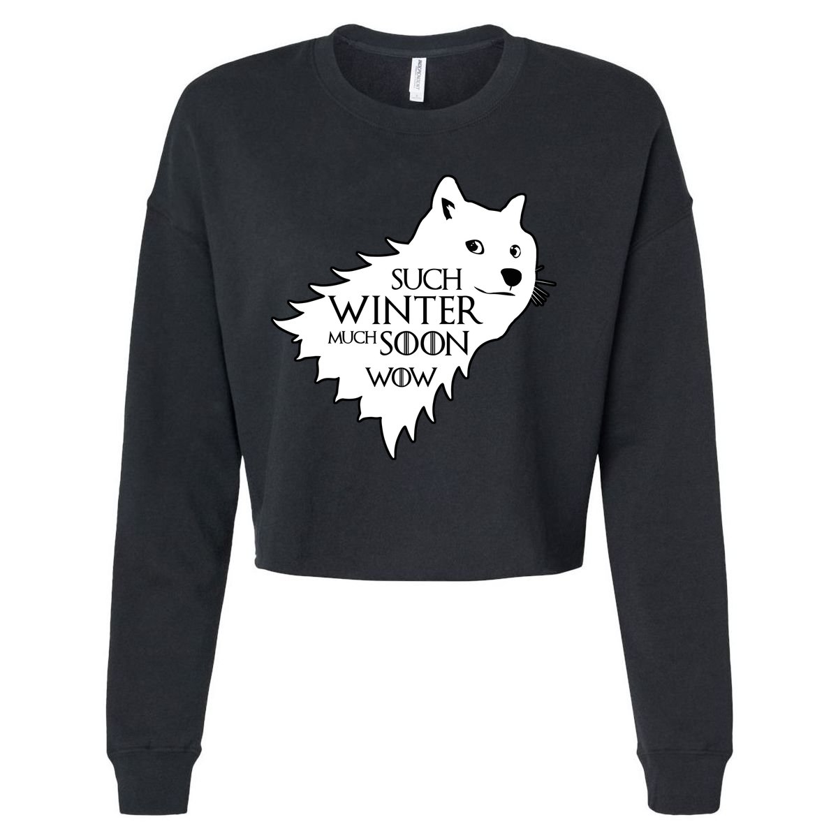 Funny Doge Such Winter Much Soon Cropped Pullover Crew