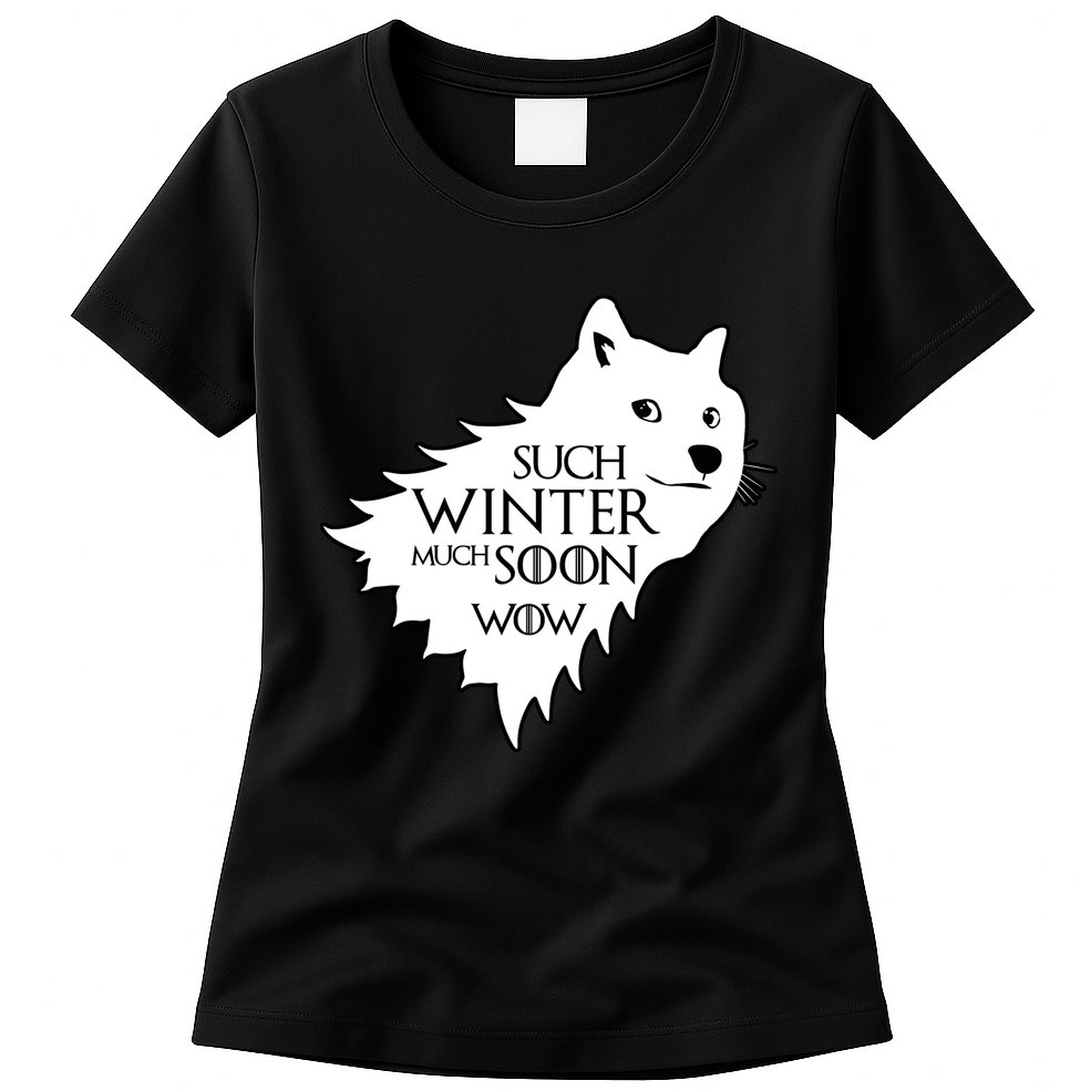 Funny Doge Such Winter Much Soon Womens T-Shirt