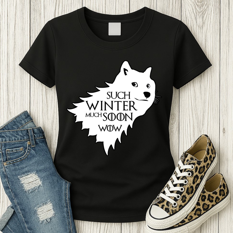 Funny Doge Such Winter Much Soon Womens T-Shirt