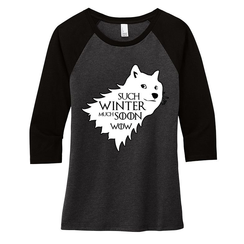 Funny Doge Such Winter Much Soon Women's Tri-Blend 3/4-Sleeve Raglan Shirt