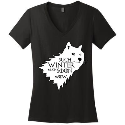 Funny Doge Such Winter Much Soon Women's V-Neck T-Shirt