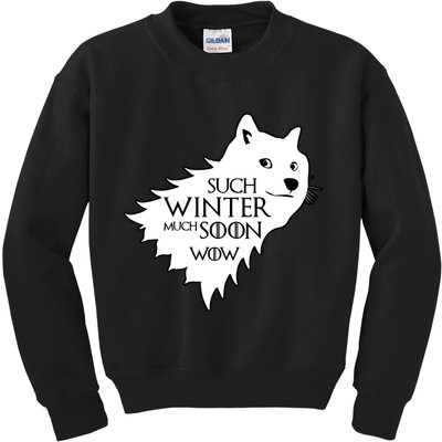 Funny Doge Such Winter Much Soon Kids Sweatshirt