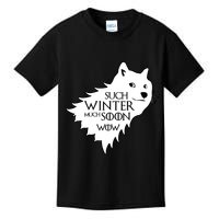 Funny Doge Such Winter Much Soon Kids T-Shirt