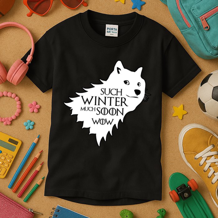 Funny Doge Such Winter Much Soon Kids T-Shirt