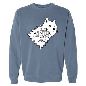 Funny Doge Such Winter Much Soon Garment-Dyed Sweatshirt