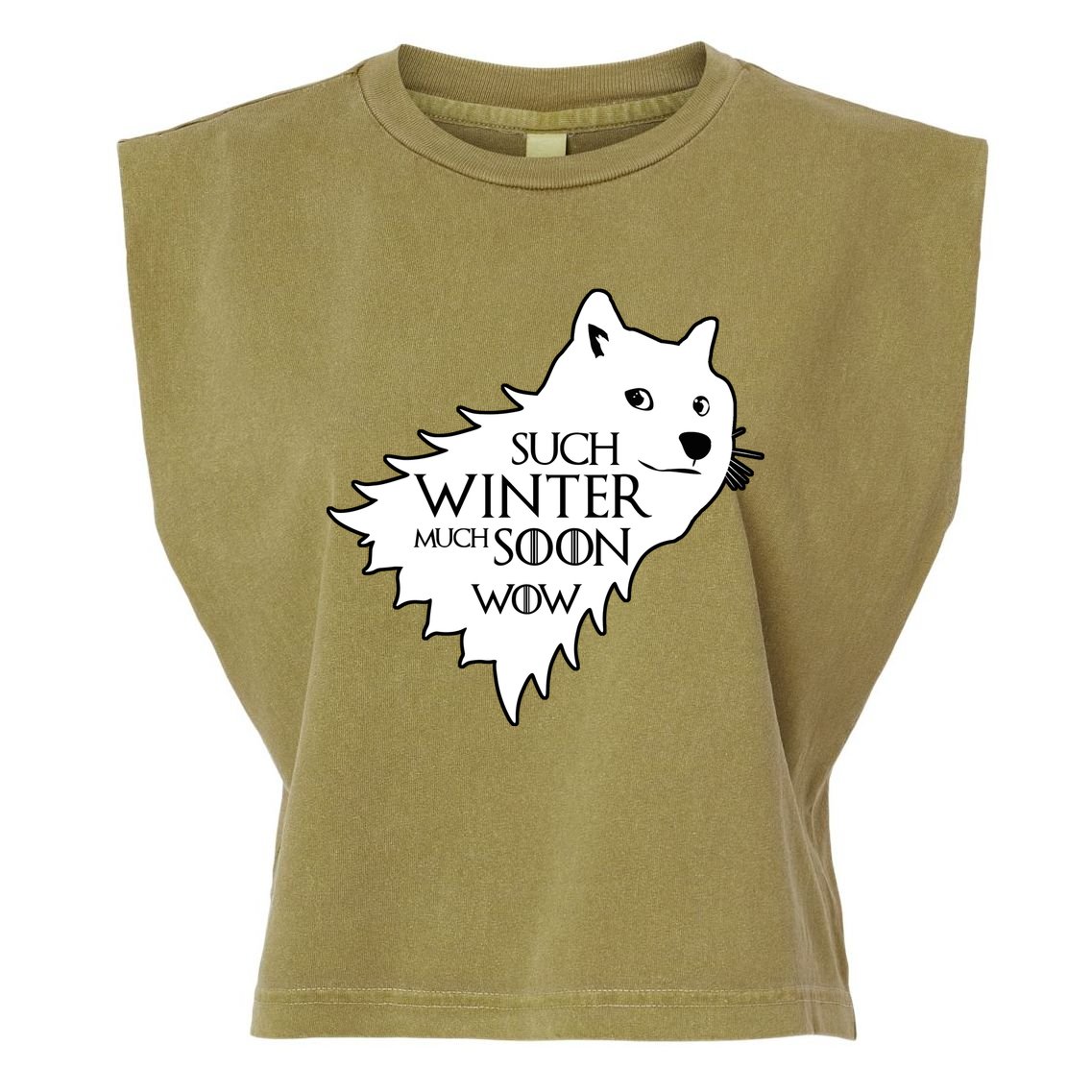 Funny Doge Such Winter Much Soon Garment-Dyed Women's Muscle Tee