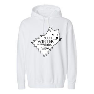 Funny Doge Such Winter Much Soon Garment-Dyed Fleece Hoodie