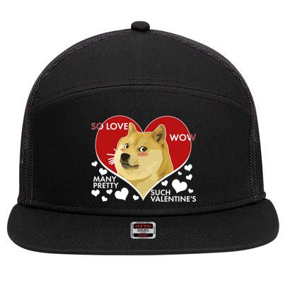 Funny Doge Valentine Meme 7 Panel Mesh Trucker Snapback Hat