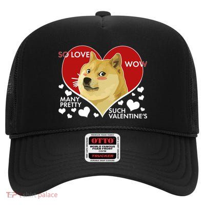 Funny Doge Valentine Meme High Crown Mesh Back Trucker Hat