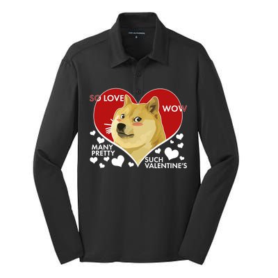 Funny Doge Valentine Meme Silk Touch Performance Long Sleeve Polo