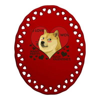 Funny Doge Valentine Meme Ceramic Oval Ornament