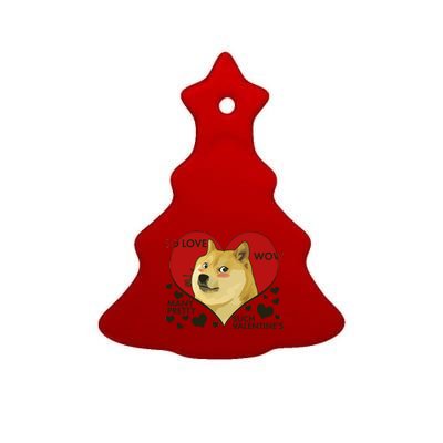 Funny Doge Valentine Meme Ceramic Tree Ornament