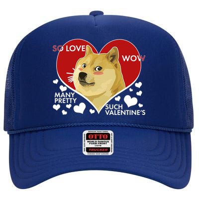 Funny Doge Valentine Meme High Crown Mesh Back Trucker Hat