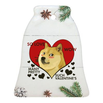 Funny Doge Valentine Meme Ceramic Bell Ornament