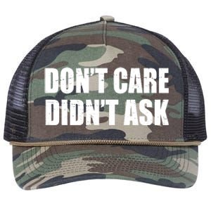 Funny Don't Care Didn't Ask Retro Rope Trucker Hat Cap