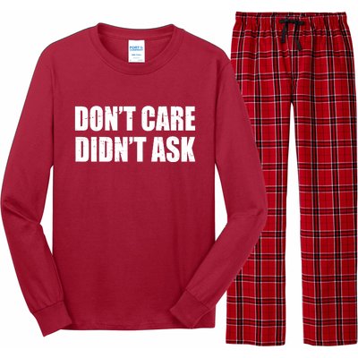 Funny Don't Care Didn't Ask Long Sleeve Pajama Set