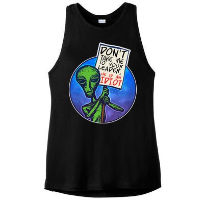 Funny Don't Take Me to Your Leader Alien Ladies PosiCharge Tri-Blend Wicking Tank