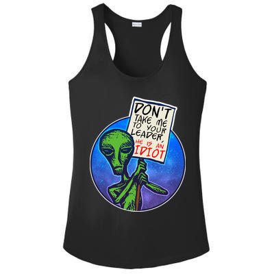 Funny Don't Take Me to Your Leader Alien Ladies PosiCharge Competitor Racerback Tank