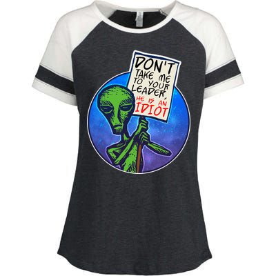 Funny Don't Take Me to Your Leader Alien Enza Ladies Jersey Colorblock Tee