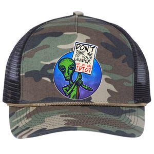 Funny Don't Take Me to Your Leader Alien Retro Rope Trucker Hat Cap