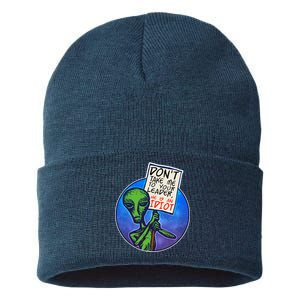 Funny Don't Take Me to Your Leader Alien Sustainable Knit Beanie