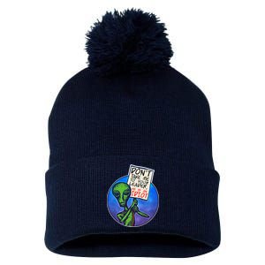 Funny Don't Take Me to Your Leader Alien Pom Pom 12in Knit Beanie