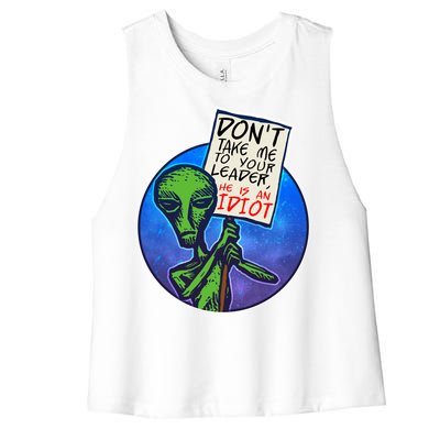 Funny Don't Take Me to Your Leader Alien Women's Racerback Cropped Tank