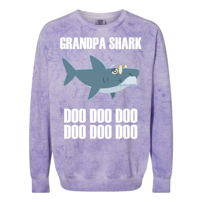 Funny Doo Grandpa Shark Colorblast Crewneck Sweatshirt