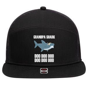 Funny Doo Grandpa Shark 7 Panel Mesh Trucker Snapback Hat