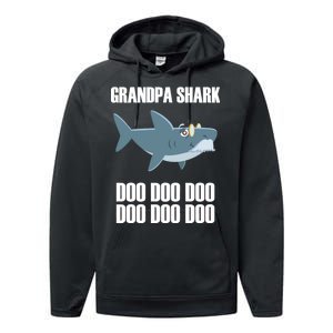 Funny Doo Grandpa Shark Performance Fleece Hoodie