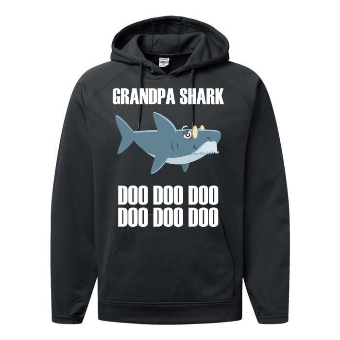 Funny Doo Grandpa Shark Performance Fleece Hoodie