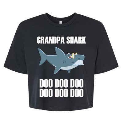 Funny Doo Grandpa Shark Bella+Canvas Jersey Crop Tee