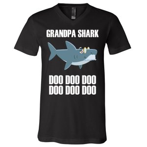 Funny Doo Grandpa Shark V-Neck T-Shirt