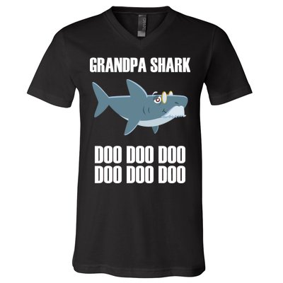 Funny Doo Grandpa Shark V-Neck T-Shirt