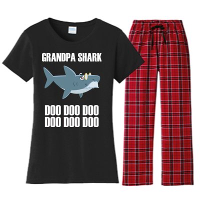 Funny Doo Grandpa Shark Women's Flannel Pajama Set