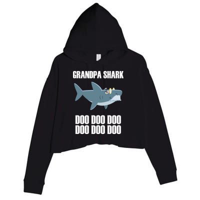 Funny Doo Grandpa Shark Crop Fleece Hoodie
