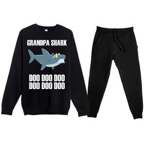 Funny Doo Grandpa Shark Premium Crewneck Sweatsuit Set