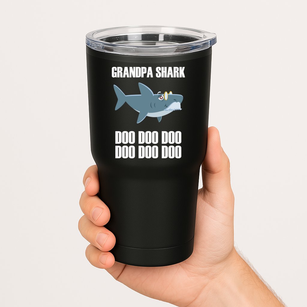 Funny Doo Grandpa Shark Tumbler