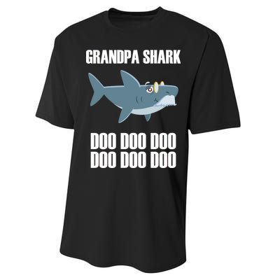 Funny Doo Grandpa Shark Performance Sprint T-Shirt