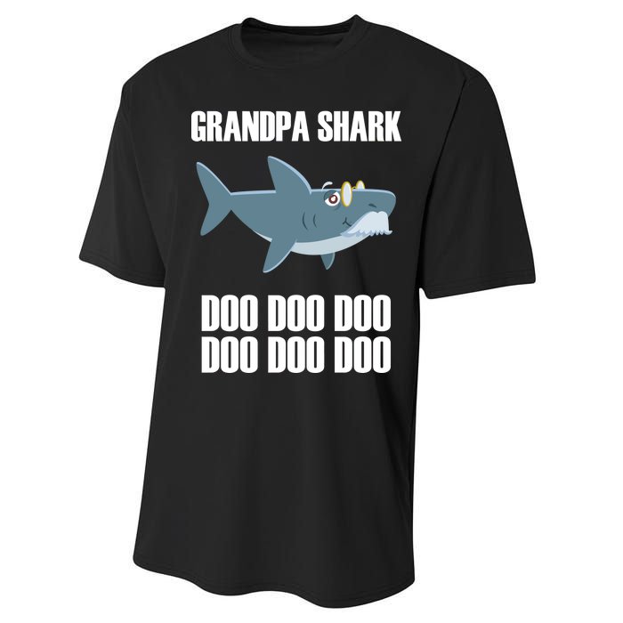 Funny Doo Grandpa Shark Performance Sprint T-Shirt