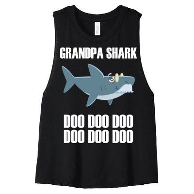 Funny Doo Grandpa Shark Women's Racerback Cropped Tank