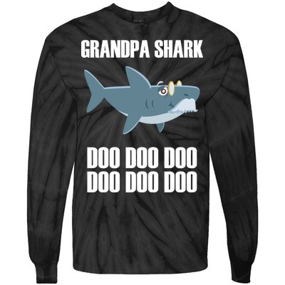 Funny Doo Grandpa Shark Tie-Dye Long Sleeve Shirt