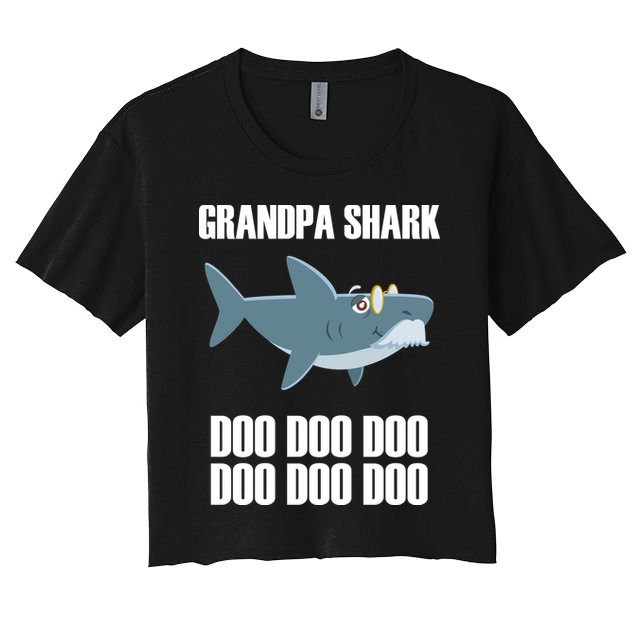Funny Doo Grandpa Shark Crop Top