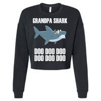 Funny Doo Grandpa Shark Cropped Pullover Crew