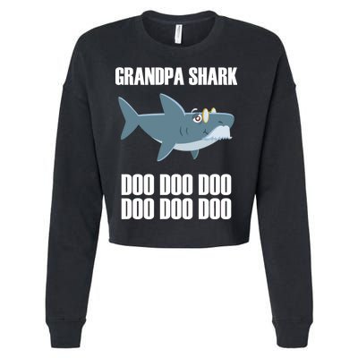 Funny Doo Grandpa Shark Cropped Pullover Crew