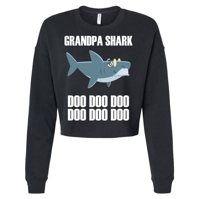Funny Doo Grandpa Shark Cropped Pullover Crew