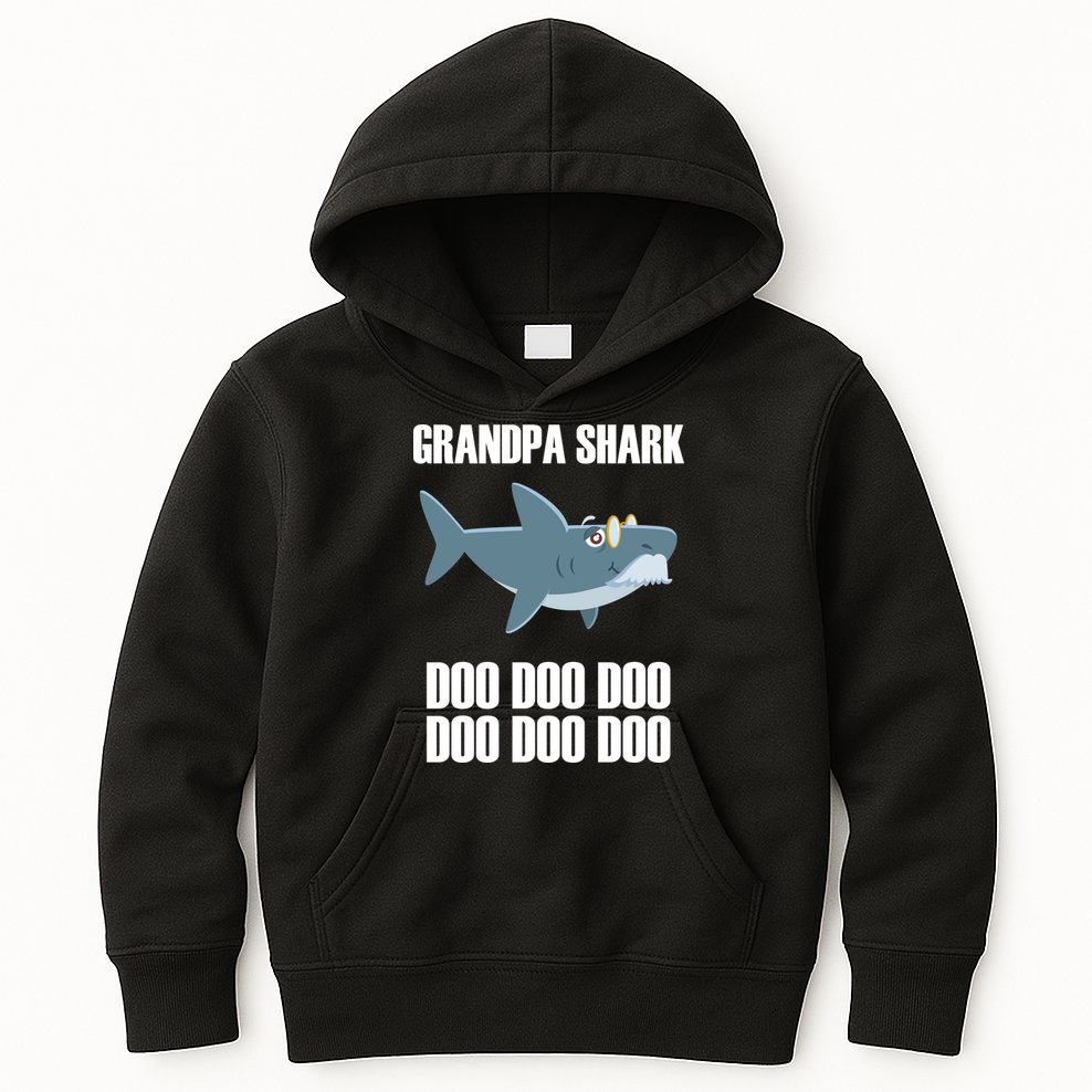Funny Doo Grandpa Shark Kids Hoodie
