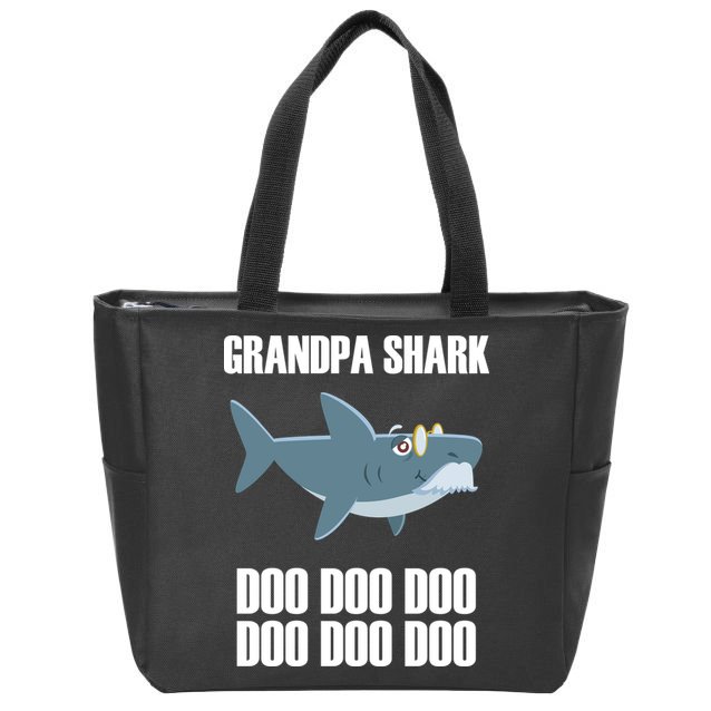 Funny Doo Grandpa Shark Zip Tote Bag