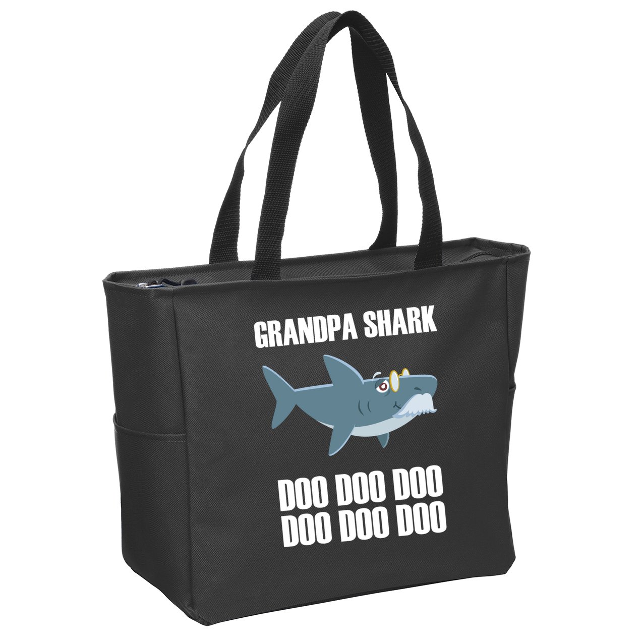 Funny Doo Grandpa Shark Zip Tote Bag